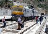 Electrification inspection being conducted at Reasi Railway Station on Sunday. -Excelsior/Romesh Mengi