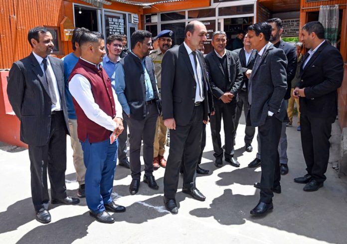 Justice Puneet Gupta inspecting the courts in Old District Court Complex, Kargil on Wednesday.