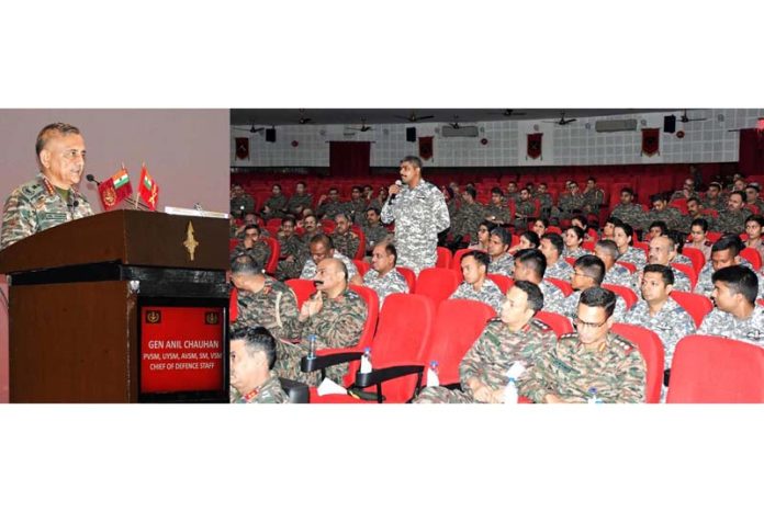 CDS Gen Anil Chauhan addressing the Army officers.
