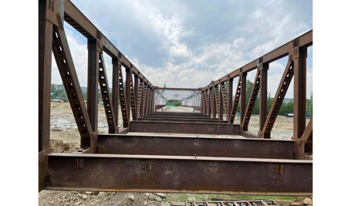 Under construction Rohmoo bridge in Pulwama. -Excelsior/Younis Khaliq