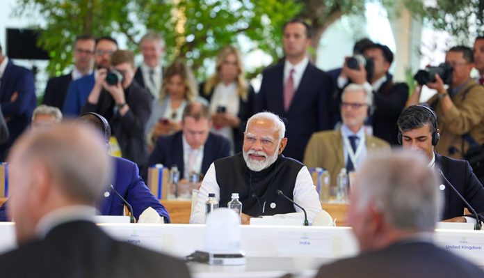 PM Narendra Modi at G7 Summit in Italy on Friday.