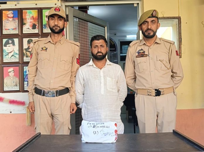 Narcotic Smuggler Irshad Ahmed arrested by Ramban Police on Tuesday.