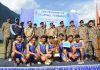 Winning team posing along with senior officials of Police and CRPF at Srinagar on Saturday.