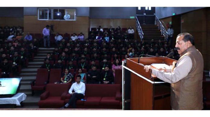 Union Minister Dr Jitendra Singh addressing the Assistant Secretaries (Officer Trainees of IAS 2022 batch) at New Delhi on Thursday.