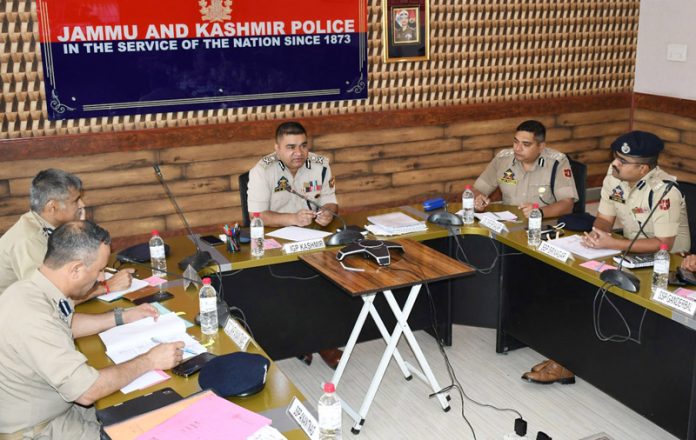 IGP Kashmir chairing a meeting at PCR.