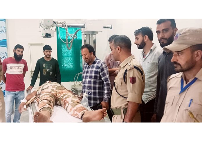 Injured persons undergoing treatment at SDH Banihal on Saturday.