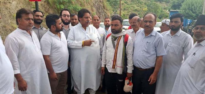 JKPCC working president Raman Bhalla interacting with people in Reasi on Friday.