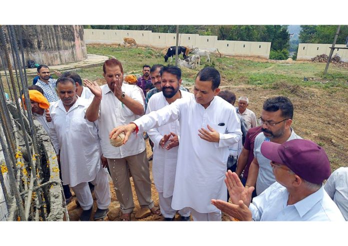 DDC Member Suresh Sharma kick-starting construction of a GSR in Panchayat Maira Mandrian of Jammu district.