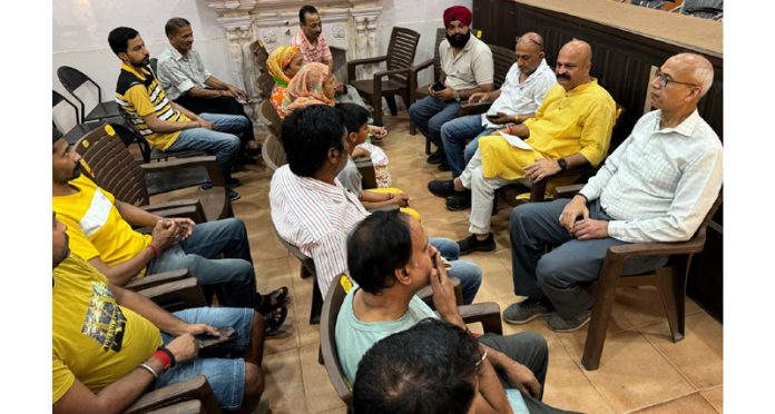 BJP vice president, Yudhvir Sethi listening public grievances at Jammu on Thursday.