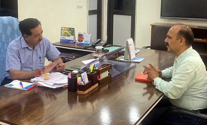 BJP leader during a meeting with Chief Engineer Jal Shakti Department Jammu on Friday.