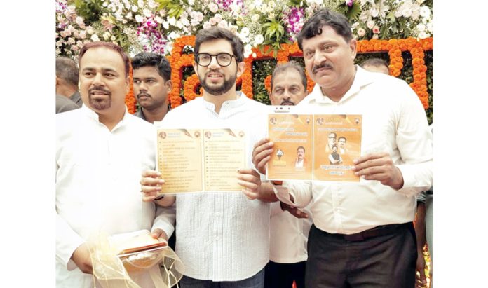 Shiv Sena (UBT) leader, Aditya Thackeray releasing 'Vachan Naama' for J&K.