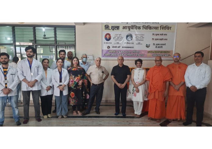 Principal of GMC Jammu Dr Ashutosh Gupta along with Ayurvedic doctors during a medical camp at Rama Krishna Mission Medical Center, Udeywala Jammu.