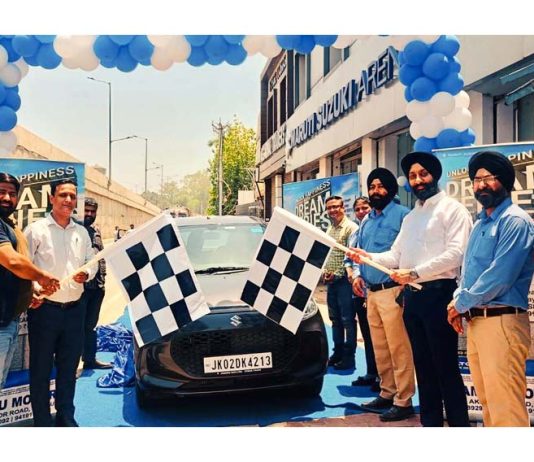 Sanjay Aggarwal, Managing Director of Jammu Motors launching Dream Series scheme in Jammu on Sunday.
