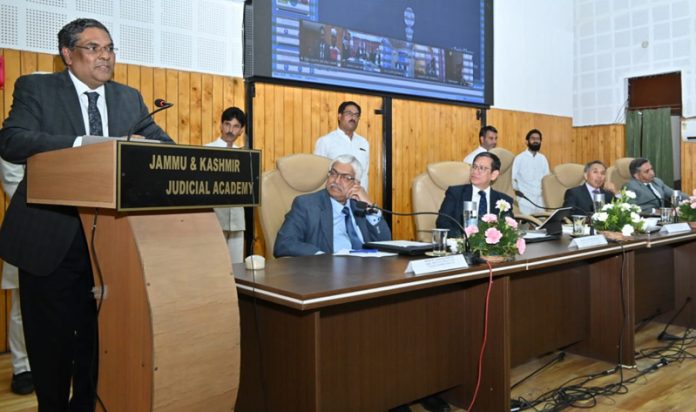 Justice Sanjiv Khanna, Executive Chairman NALSA addressing conference at Judicial Academy Srinagar.