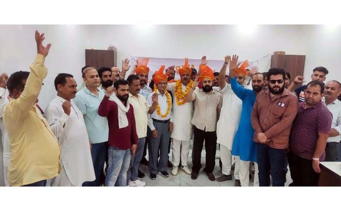 Members of Amar Kshatriya Rajput Sabha with newly elected president of the Sabha's Jammu Rural wing.