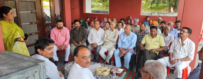 Congress leaders during a meeting at Chinore on Tuesday.