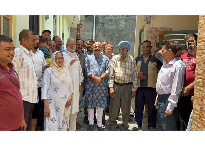 J&K BJP Vice President, Yudhvir Sethi attending a public meeting in Jammu on Sunday.