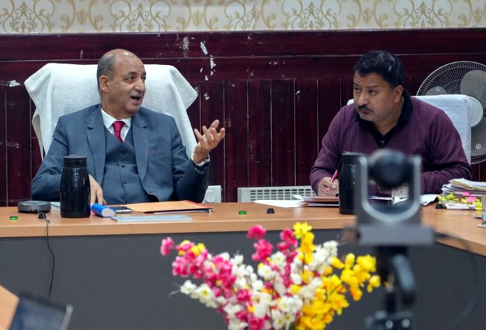 Chairman, RCALC, Justice Bansi Lal Bhat chairing a meeting in Leh on Wednesday.