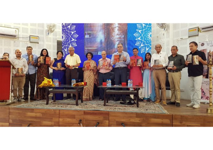Dignitaries during a book release function at Jammu on Wednesday.