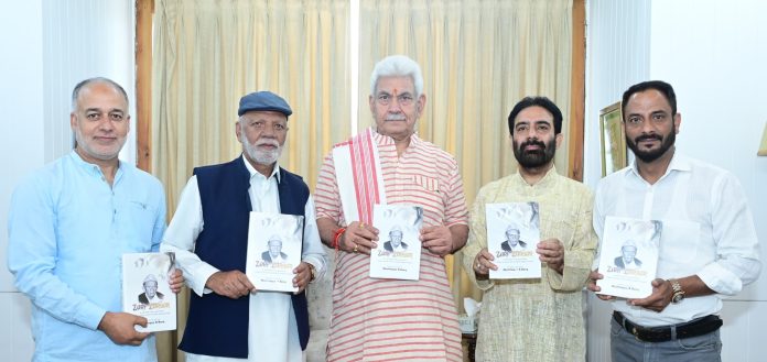 LG Manoj Sinha Releases Mushtaque Barq’s Books “Zarf Zargar” & “Exploring Vimal's Rahi”