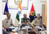 Senior BSF and police officers at the joint meeting at Kathua on Thursday.