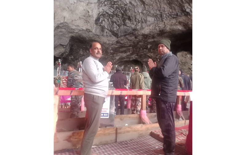Pilgrims performing Puja at holy cave on Thursday.