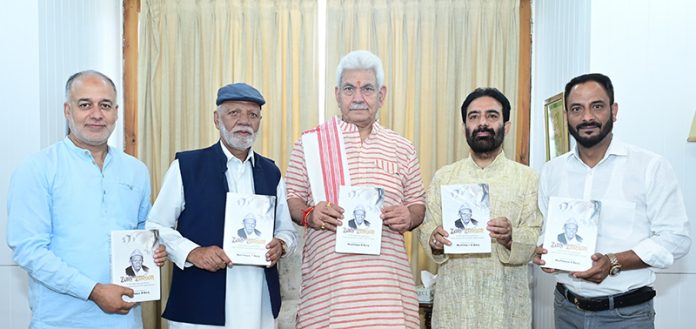 Lt Governor releasing Mushtaque Barq's books on Sunday.
