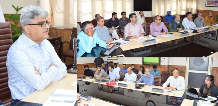 Chief Secretary Atal Dulloo chairing a meeting on Sunday.