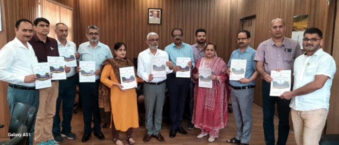 Vice-Chancellor of Cluster University Jammu and others releasing Admission Brochure on Monday.