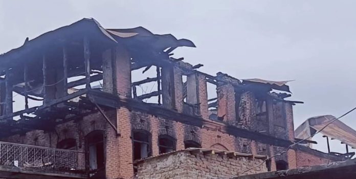 One of residential houses which gutted in mysterious fire at Mattan.