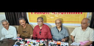 PK leaders at a press conference at Jammu on Monday. -Excelsior/Rakesh
