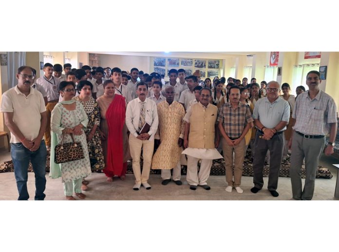 Dr Shreyansh Kumar Jain, State Yoga Commissioner posing along with others during a function in Jammu on Wednesday.