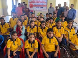 JPBEF members with inmates of Home for Handicaps during a program in Jammu.