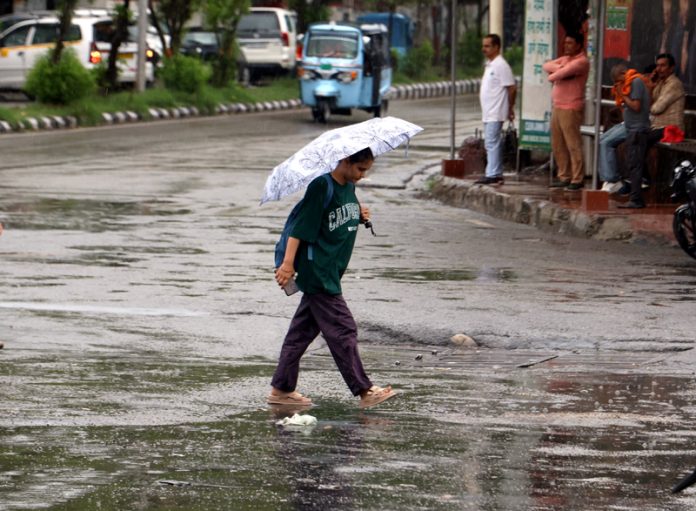 Rains lash Jammu City on Friday. — Excelsior/Rakesh
