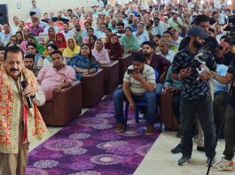 Union Minister Dr Jitendra Singh addressing a public meeting at Udhampur on Sunday.