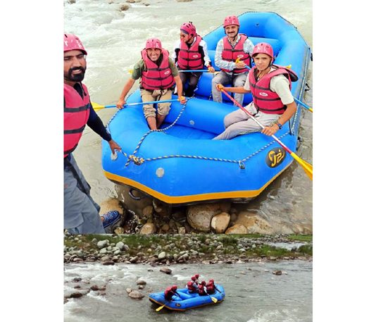 Rafters enjoying rafting in Poonch on Wednesday.