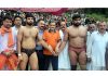 Wrestlers being introduced before the main bout at Reasi on Wednesday.