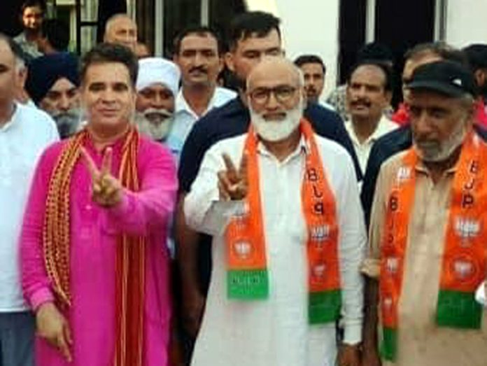 BJP J&K president, Ravidner Raina at a party meeting at Nowshera on Wednesday.