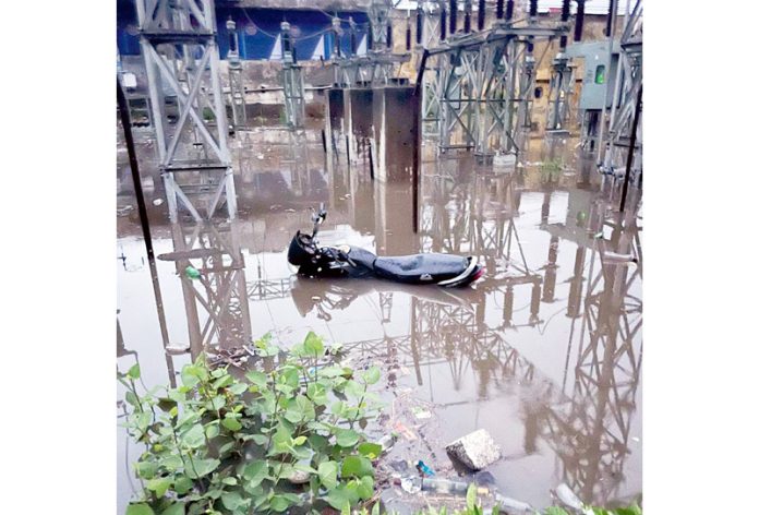 A view of Samba Power House which was submerged in rain water on Tuesday.