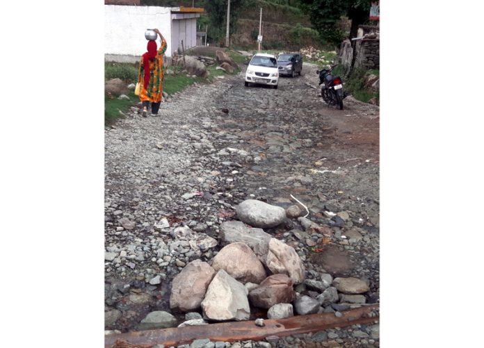 A road in Thannamandi Municipal limits self speaks its condition. -Excelsior/Imran