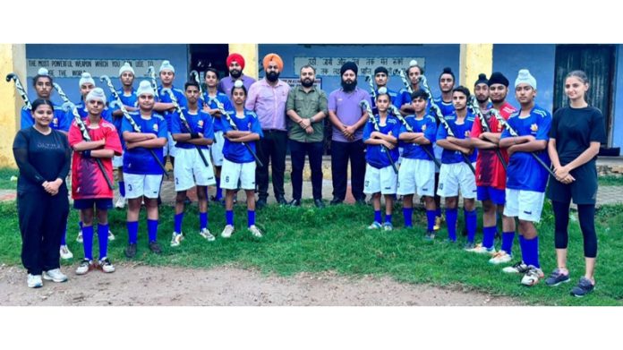 J&K Sub Junior (Men) National Hockey Team posing for group photograph at Jammu.