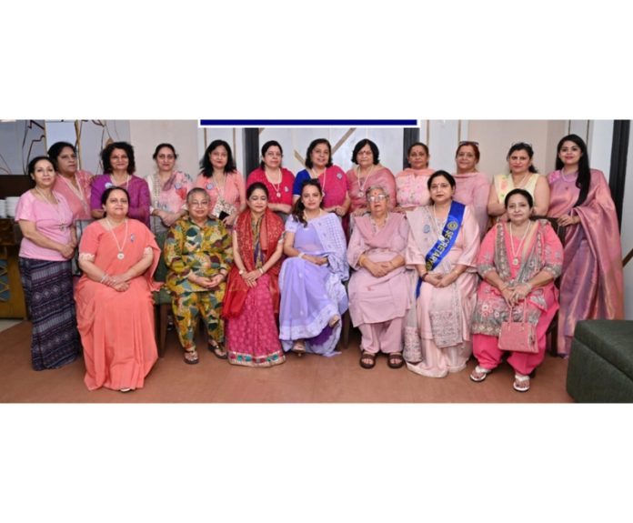 Members of Inner Wheel Club during the installation ceremony of new president and members at Jammu on Saturday.