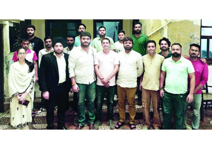 Youth Cong functionaries during meeting at party office in Jammu on Friday.