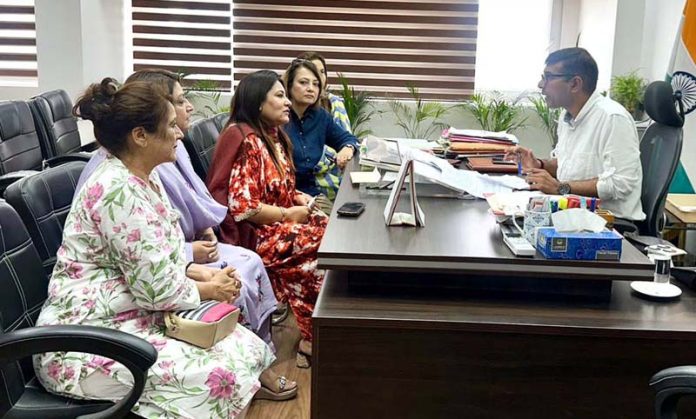 Chief spokesperson BJP Mahila Morcha, Ritika Trehan during her meeting with JMC Commissioner in Jammu on Wednesday.