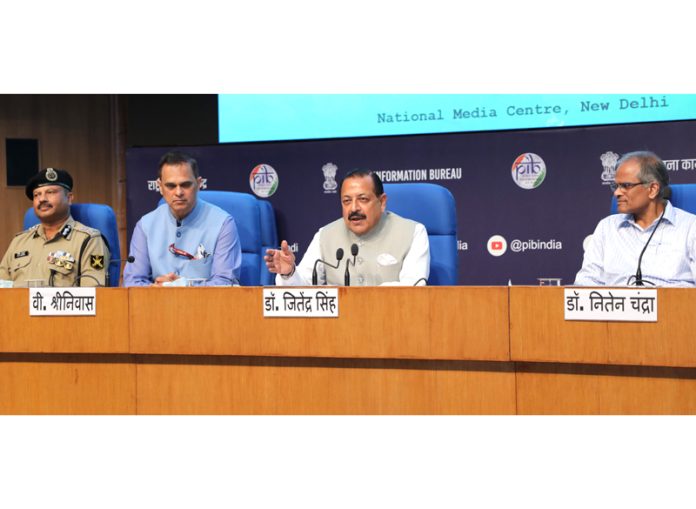 Union Minister Dr Jitendra Singh speaking after launching a special campaign for redressal of Family Pension Grievances at National Media Centre, New Delhi on Monday.