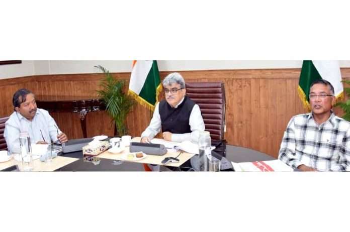 Chief Secretary Atal Dulloo chairing a meeting on Tuesday.