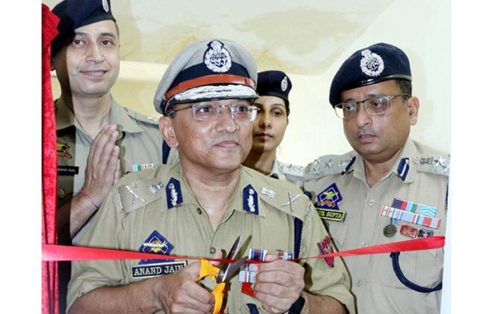 ADGP Jammu Anand Jain inaugurating upgraded cyber-crime unit at Police Component Gandhi Nagar in Jammu on Tuesday.