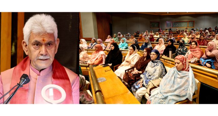 LG Manoj Sinha during the launch of JK SAMADHAN portal at SKICC in Srinagar on Tuesday. —Excelsior/Shakeel