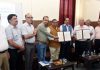 VC of SKUAST-Jammu and Director ICAR New Delhi displaying copies of MoU.