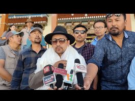 Jigmet Rafstan, newly elected Youth President, LBA addressing media persons in Leh on Monday.